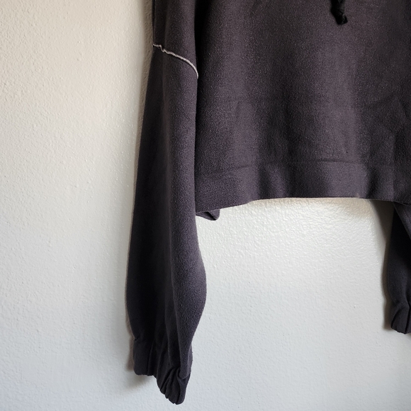 ZARA Knit Cropped Hooded Sweater Warm Gray Oversized Fit Cozy Core Hoodie M - Picture 3 of 9